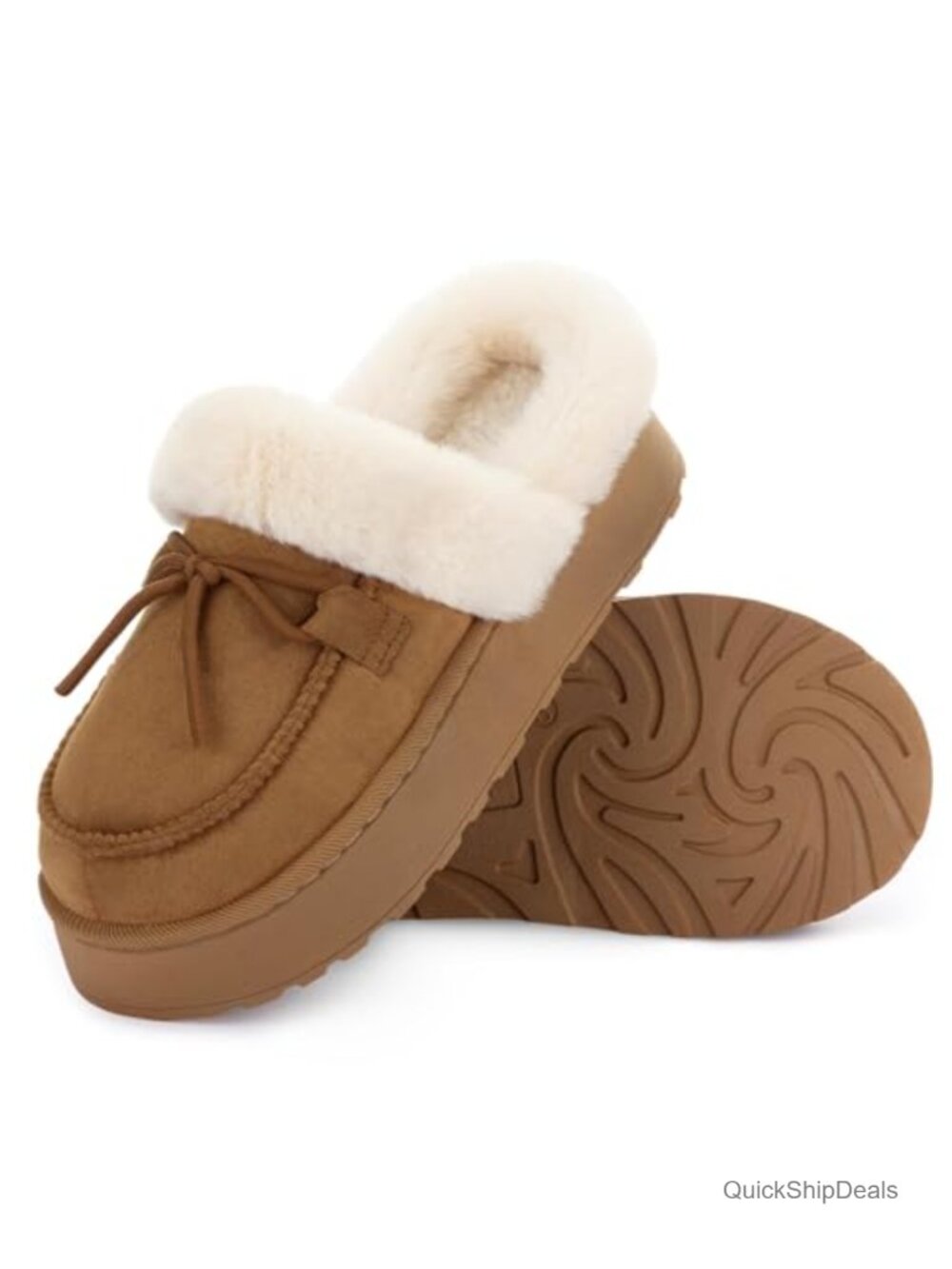 Women's Microsuede Moc Toe Platform Slippers